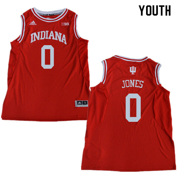 Youth #0 Curtis Jones Indiana Hoosiers College Basketball Jerseys Sale-Red - Click Image to Close